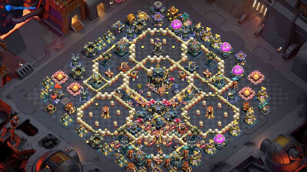This TH17 Hybrid Base Layout Creates a Massive Dead Zone to Stop Air Attacks