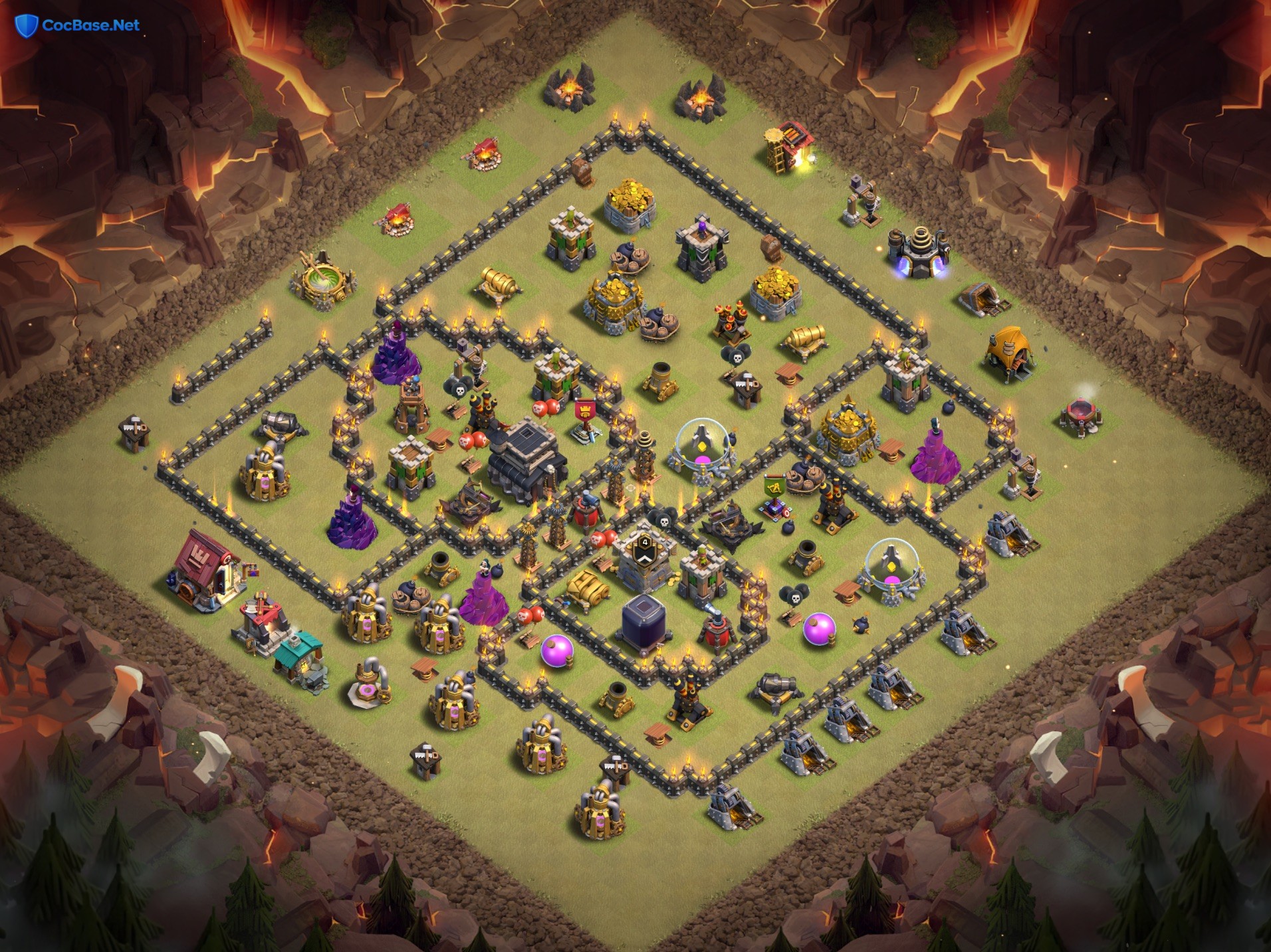 TH9 Anti Everything War Base Layout for CWL with Centralized Queen Core