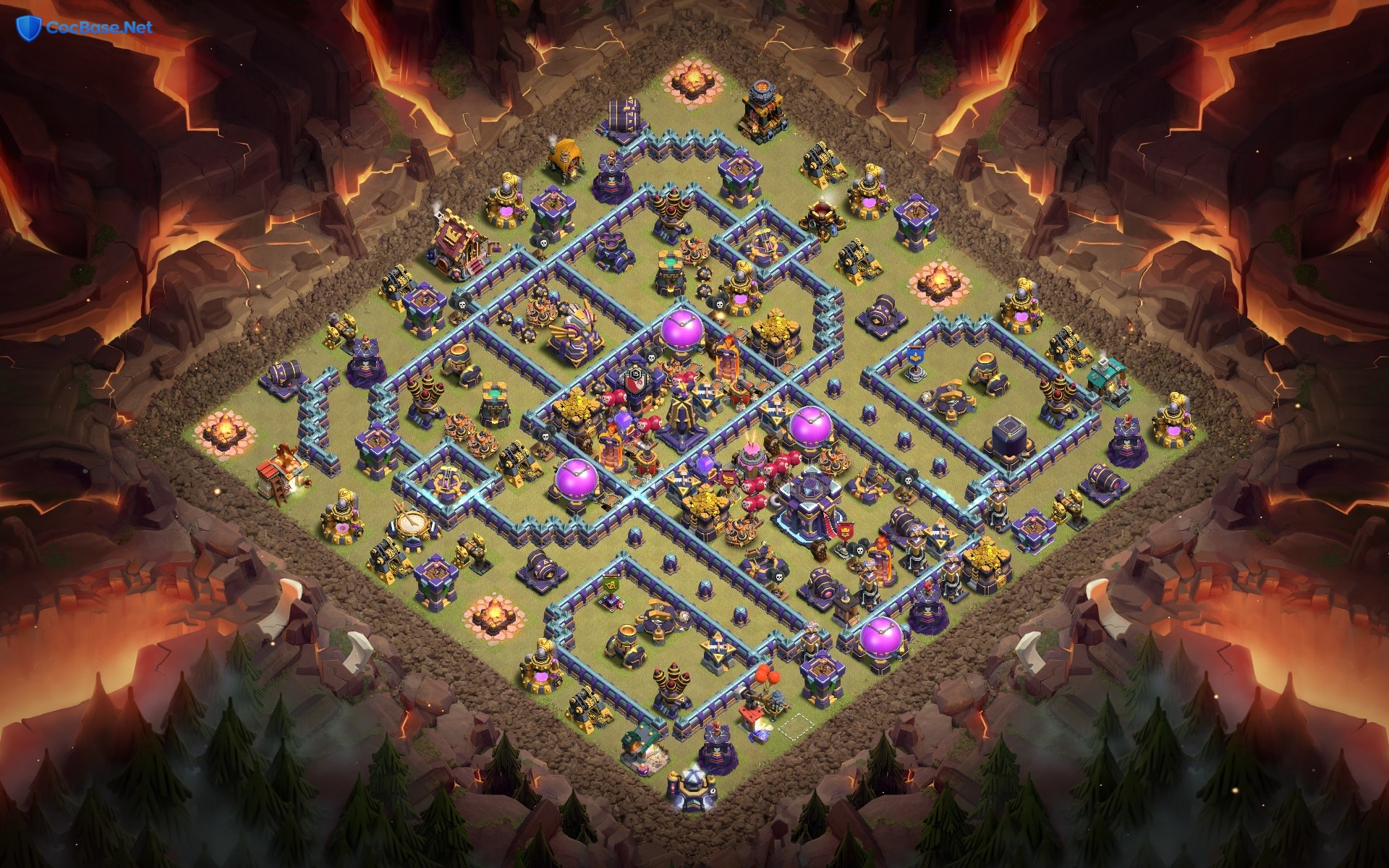 TH15 Anti 3 Star War Base Layout with Isolated Core Defenses & Trap Corridors