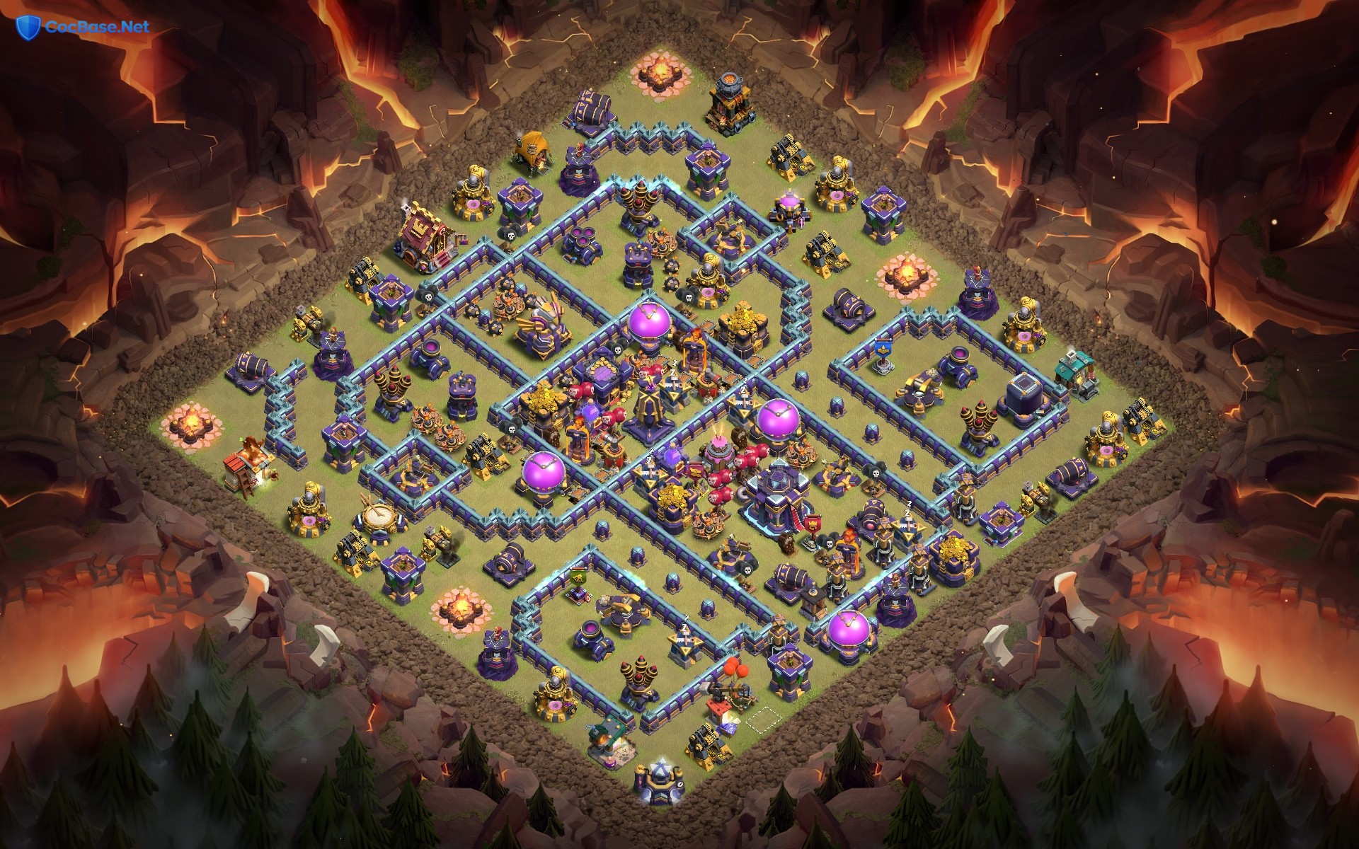 TH15 Anti 3 Star War Base Layout with Isolated Core Defenses & Trap Corridors