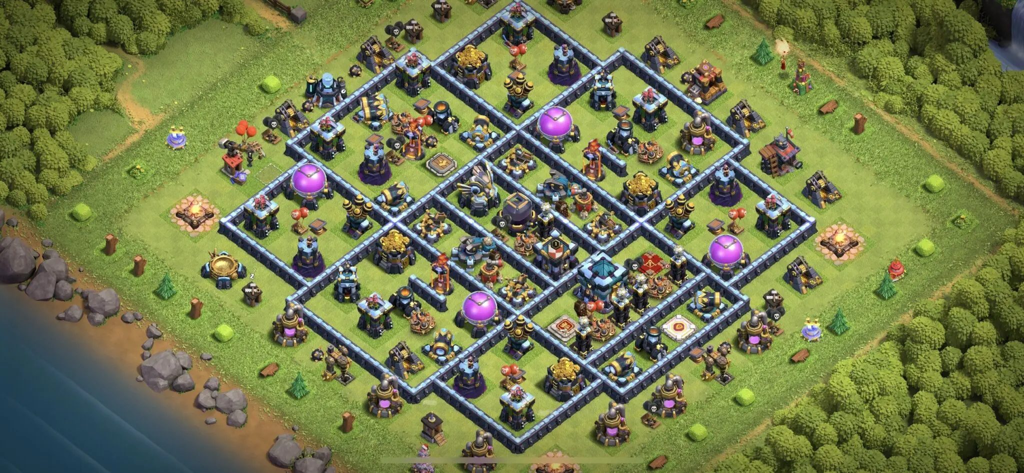 Top Town Hall 13 Defense Base Layout with Copy Link