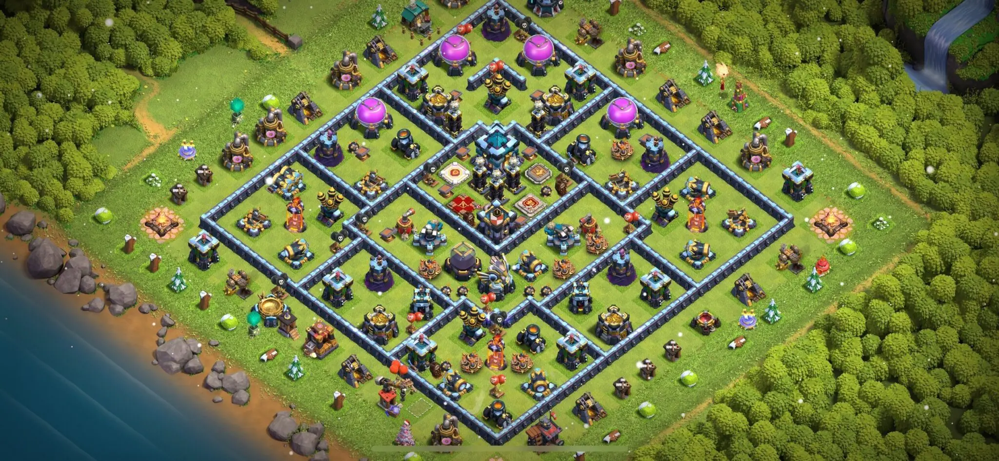 Top Town Hall 13 Defense Base Design with Copy Link