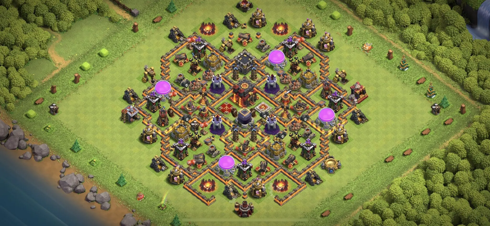 Top Town Hall 10 Defense Base Layout with Copy Link