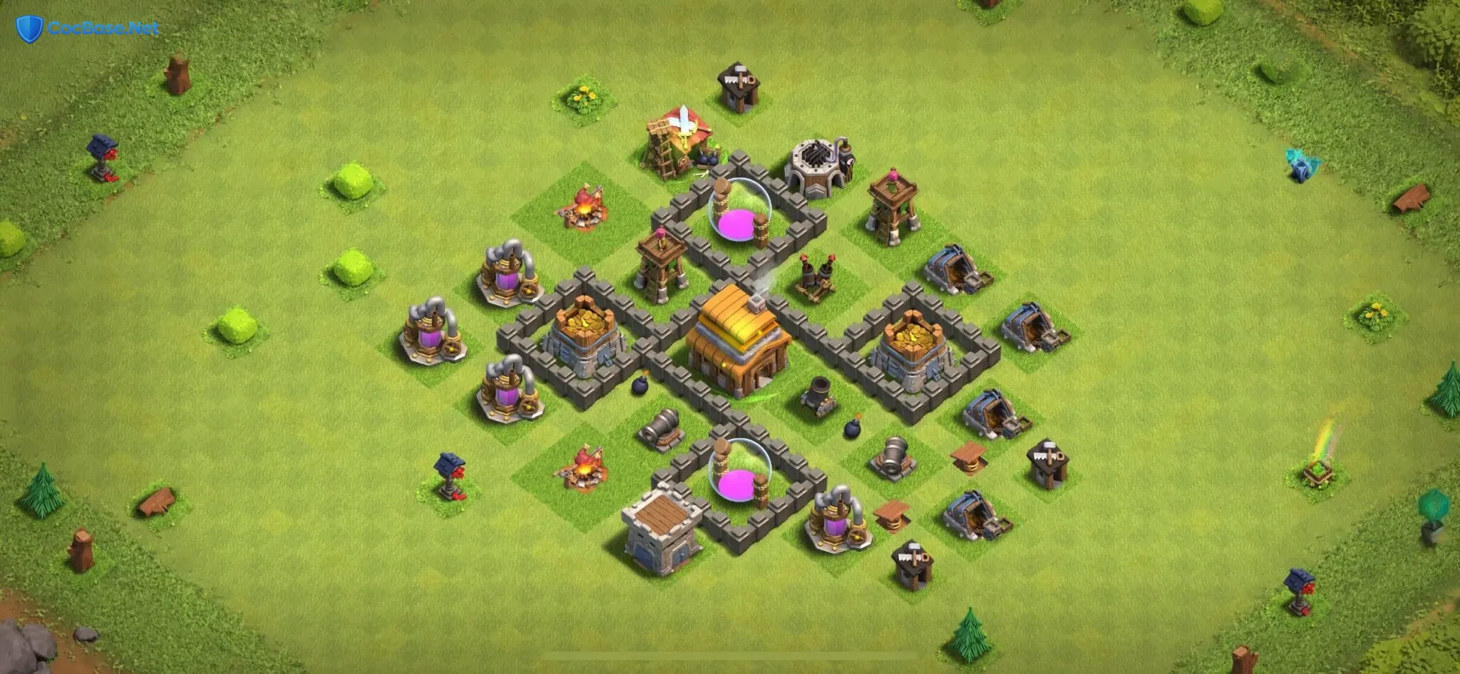 Optimized Town Hall 4 Bases for Clash of Clans (Latest War Layouts)
