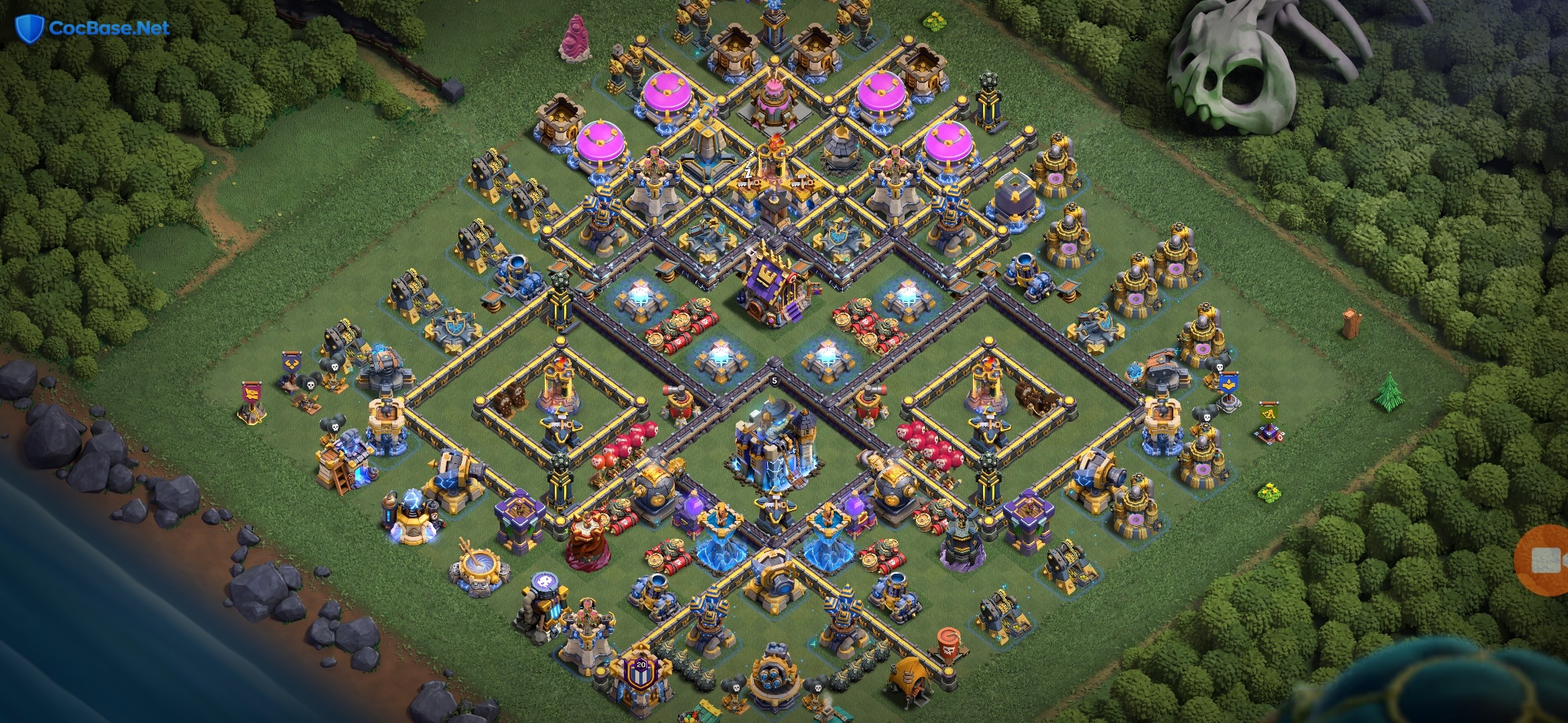 TH18 CoC War Base Layout For Queen Charge Trap Copy Link