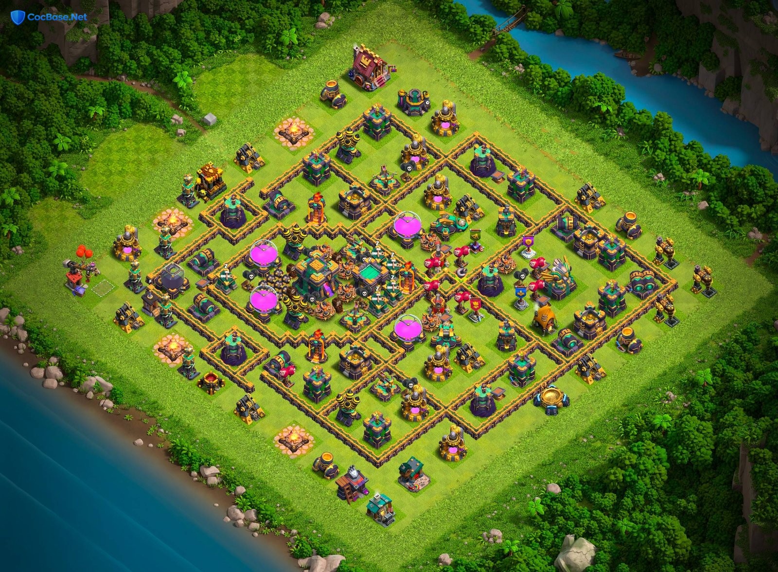 TH14 Anti 2 Star CoC Farming Base Layout 2026 Copy Link