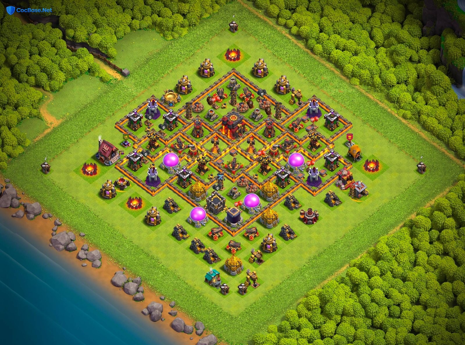 TH10 Anti Witch Core Defender CoC Hybrid Base Layout With Link