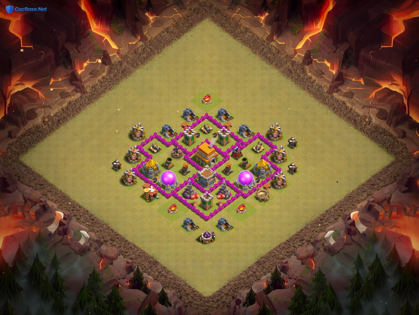 TH6 CoC War Base Layout For Anti Giant Archer Copy Link