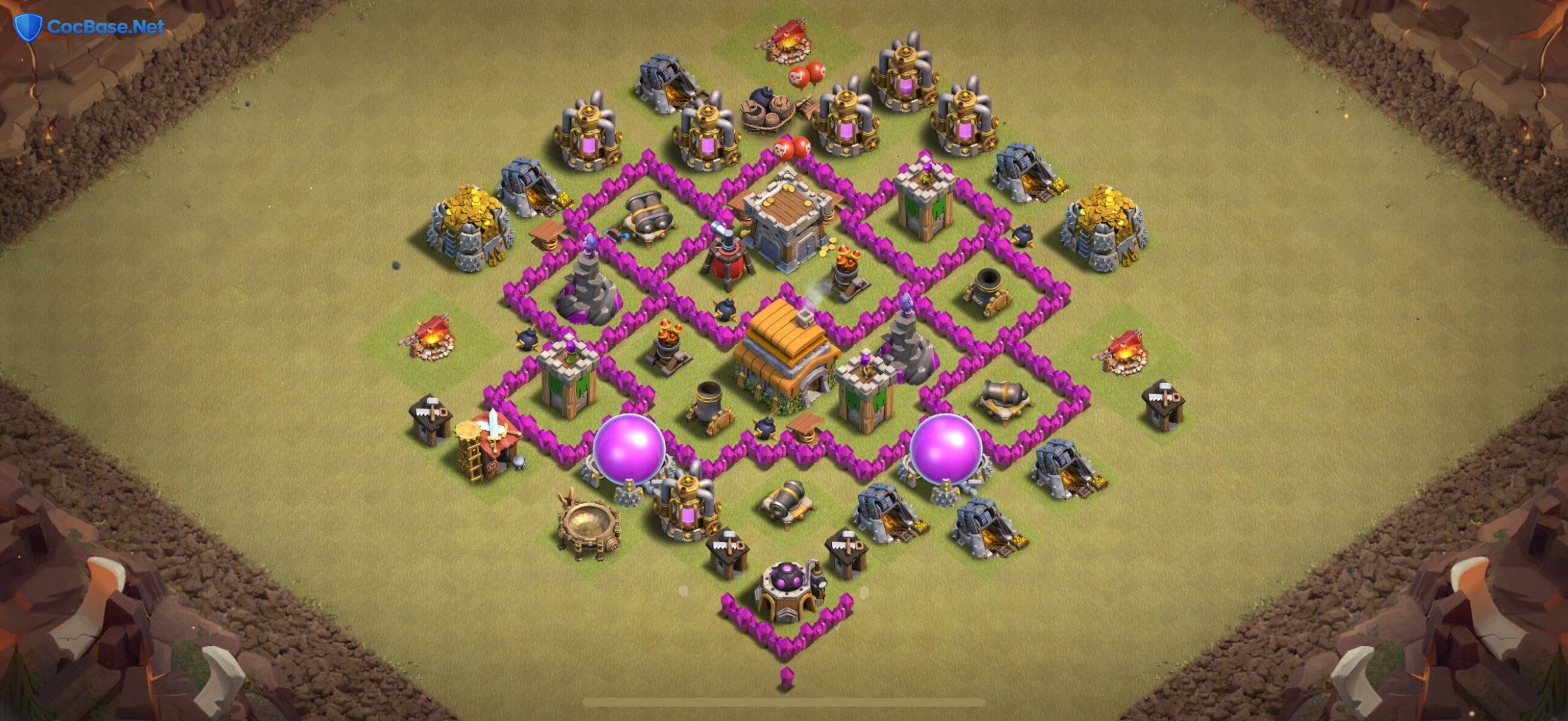 TH6 War Base Layout Built to Stop Air Attacks and Protect Resources